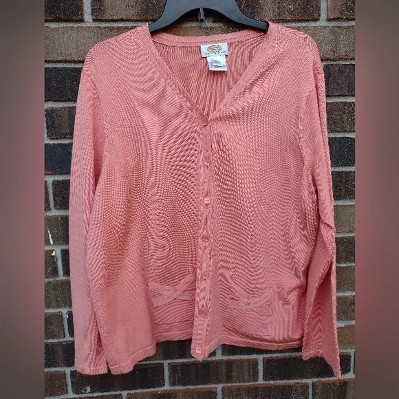 Talbots Pink Silk Blend Cardigan Petite Plus 2X Button Front Sweater - Picture 4 of 10